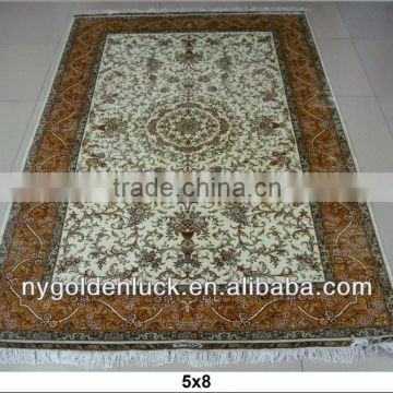 5x8 turkish ivory good design silk carpets on sale