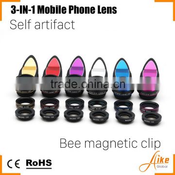 3-in-1 Clip on Lense Wide+Fish Eye+Wide angle Cell Phone Lense AK006