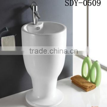 new design big size bathroom pedestal basin ceramic stand column basin