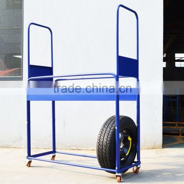 new arrival movable display tire rack for tire shop storage purpose with casters