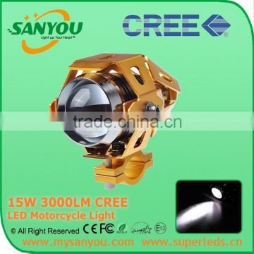 Sanyou 2015 6500K 3000LM 15W LED projector Headlight for Motorcycle golden color