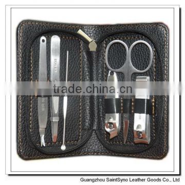 001 Manicure set leather case, leather make up case