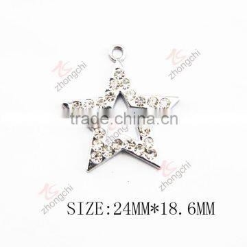 silver clear crystals star necklace charm pendant