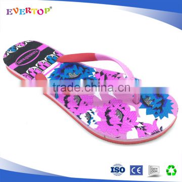 Various colors printing with beautiful flowers flip flops summer beach slippers sandls 2017 for ladies