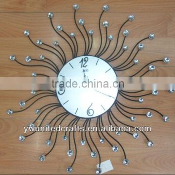 Fashion High Quality Mordern Home Decorative Acrylic Aluminium Metal Craft Diomond Wall Clock wholesale