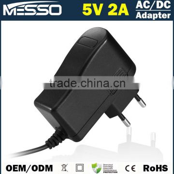 5V 2A Adapter 100V-240V 10W Switching Power Supply with Global Plug