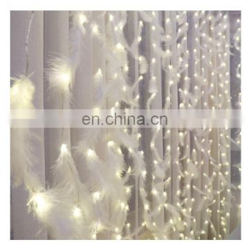 solar  Led safety holiday curtain feather String Lighting Remote control home christmas indoor outdoor decoration fairy light