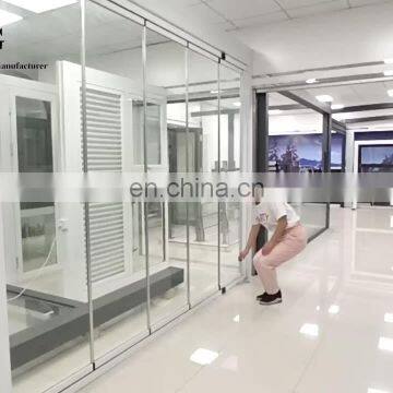 6mm 8mm 10mm 12mm 3 panels clear tempered glass for frameless bi folding exterior entry doors wall with hardware fittings