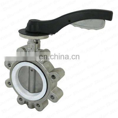Bundor Ductile Iron Cast Iron Stainless Steel Carbon Steel Handle Manual Operated Lug Type Butterfly Valve