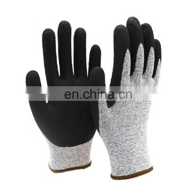 Great Grip En388 4544 Hppe Sandy Nitrile Coated Construction Glove Cut Resistant Level 5 Work Safety Anti Cut Glove Construction