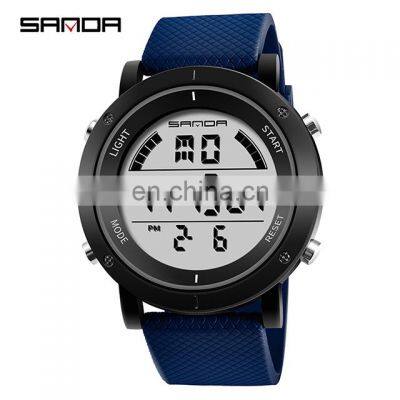 SANDA 410 Men Outdoor Sports Digital Silicone Watches Casual Digital Complete Calendar Back Light Wristwatch