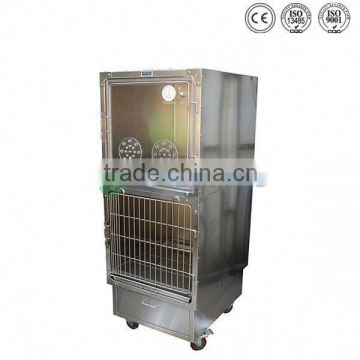 China Guangzhou supply veterinary equipment stainless steel pet cage for oxygen therapy dogs