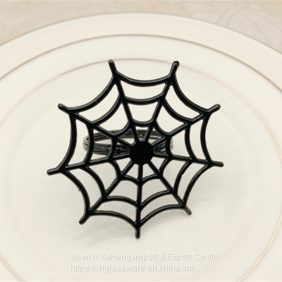 Halloween Table Cloth Metal Napkin Ring With Spider Web Designed