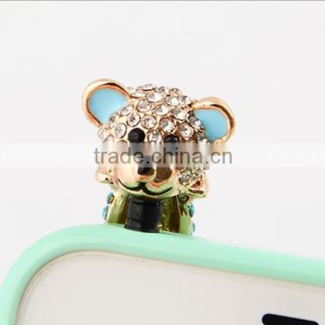 Hot Selling Cute Diamond Dog Dust Plugs ,Crytal Diamond Dog Dust Plugs For iPhones