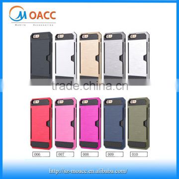 TPU PC protective combo case for iPhone 6 with credit card holder cell phone case