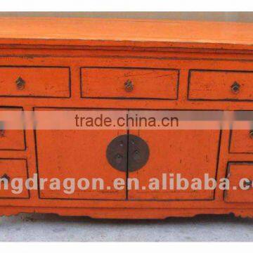 Chinese antique furniture pine wood shanxi seven drawer two door Cabinet