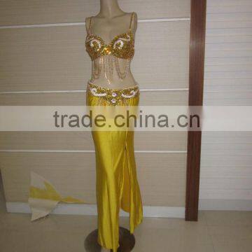 gold sequined beaded belly dance attire(XF-038)