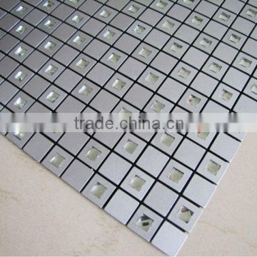 MA28 square aluminium metal mosaic mix diamond glass mosaic for background wall tile pattern