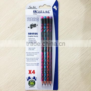 Standard size round shape soft wood blister card HB pencil with heat rolling laser logo