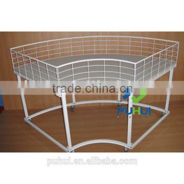 factory round metal rolling display table with multi function