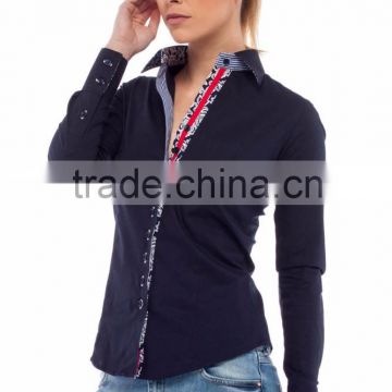 Stylish Navy Blue Casual Blouse for Women - Free Shipping Worldwide