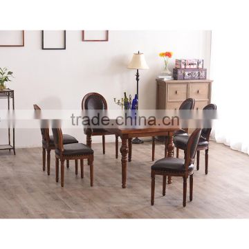 Hot sell antiqued carved 6 person dining table and chair
