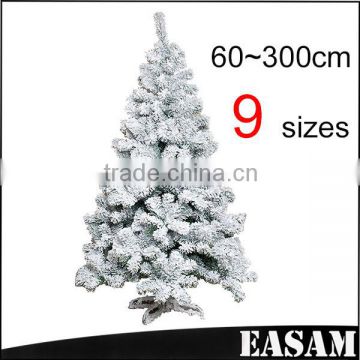 Wholesale christmas decorative,Flocked Snowing PVC Artificial Christmas trees with 9 sizes