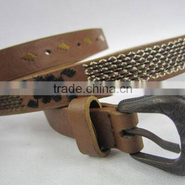 2.0 cm widthe brown high quanlity PU fashion embroidered belt for girls