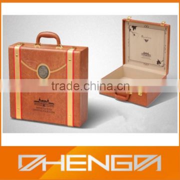 Best Sell factory customized 3 bottles leather wine packing box (ZDS-F380)