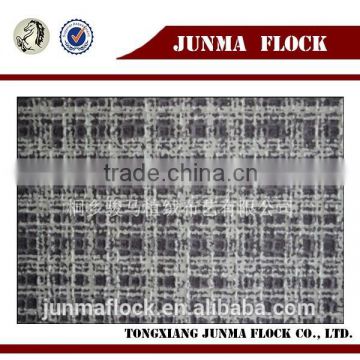 Modern grey blocks pattern China textile flocked auto upholstery fabric