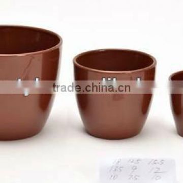 Flat Glazed Solid Color Ceramic Flower Pots