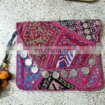 Indian Hand Stitched Banjara Envelop Clutch#bambuse#gypsy#bohofashion#textiles#pompoms