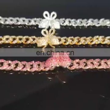 Hiphop Ladies butterfly diamond bracelet Girl Women Gold Silver Pink Bracelet Female boutique jewels party wear gift