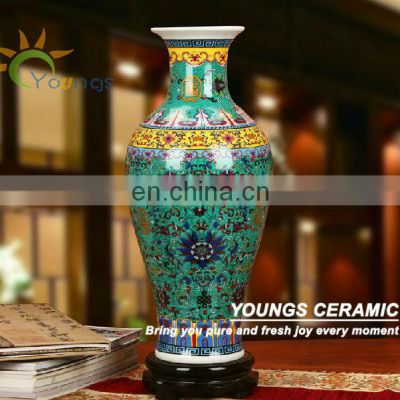 Decorative Unique Chinese Big Floor Blue Ceramic Flower Vases Wholesale