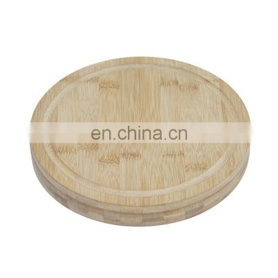 Cheap Round shape Bamboo Cheese Board wooden cheese serving tray with knives cutlery