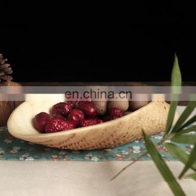 New design creative decoration trade european style luxury dried wooden bamboo root fruit snack bowl plate tray platters set