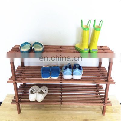 wholesale durable 3 tier entryway wood shoe rack cabinet storage for promotional