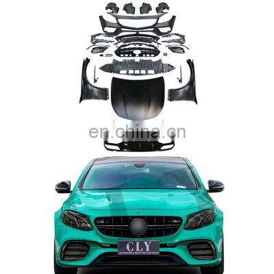 Ukiss Wide Bodykit For 2017-2019 Benz E class W213 upgrade E63S 1:1 AMG Front car bumpers Fenders Hoods Diffuser Exhaust Pipe