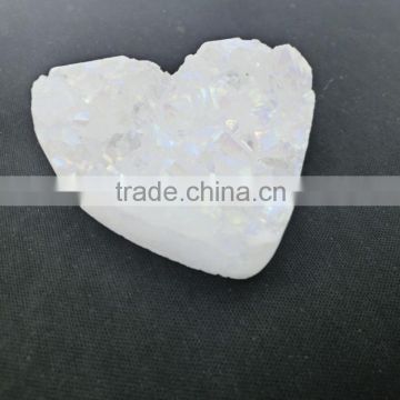 Natural Jewelry accessory agate White Druzy Heart Shape Pendant Loose Stone