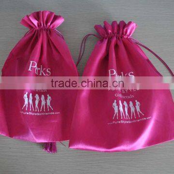 Silk China fabric drawstring bag for hair