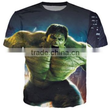 2016 Mens Fashion 3D Printed Hulk comic character Tshirt Casual Shortort Sleeve O-neck T-shirt Men Tee Shirts