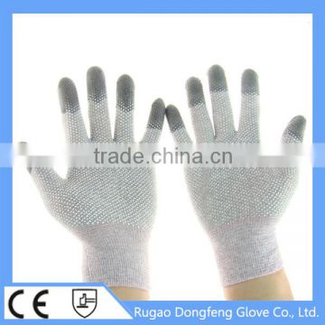 Factory Directly Sale Antistatic PVC Dotted PU Fingertips Coated Cleanroom ESD Safety Work Gloves For Men's