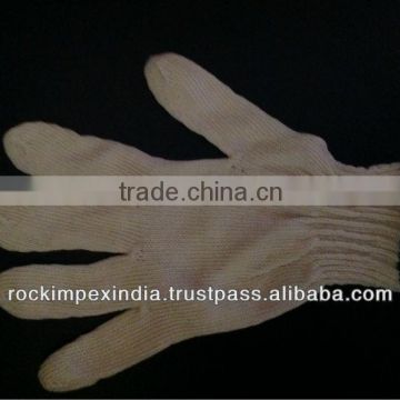 NATURAL WHITE KNITTED COTTON WORK GLOVES