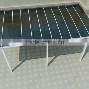 no welding easy to DIY shade with PC panel roofing for patio cover