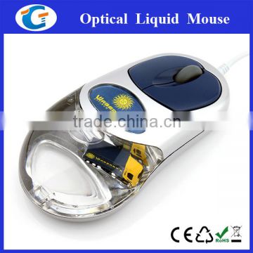 wired usb optical mouse with liquid inside