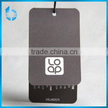 Paper hangtag with size for driving overcoat