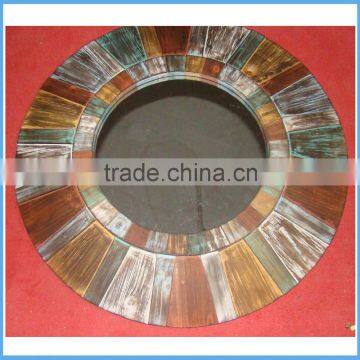 Wood Round Wall Mirror Frame in Seaside Design