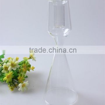 alibaba china supplier high borosilicate hand made tableware decorative clear promotional glass candle holder