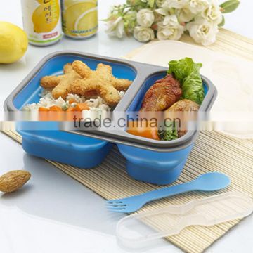 China Supplier Food Grade Private Label Collapsible Silicone Lunch Box for Kids