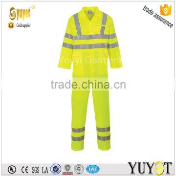 Customize Hi-Vis Flourescent Yellow Poly Cotton Coverall for worker